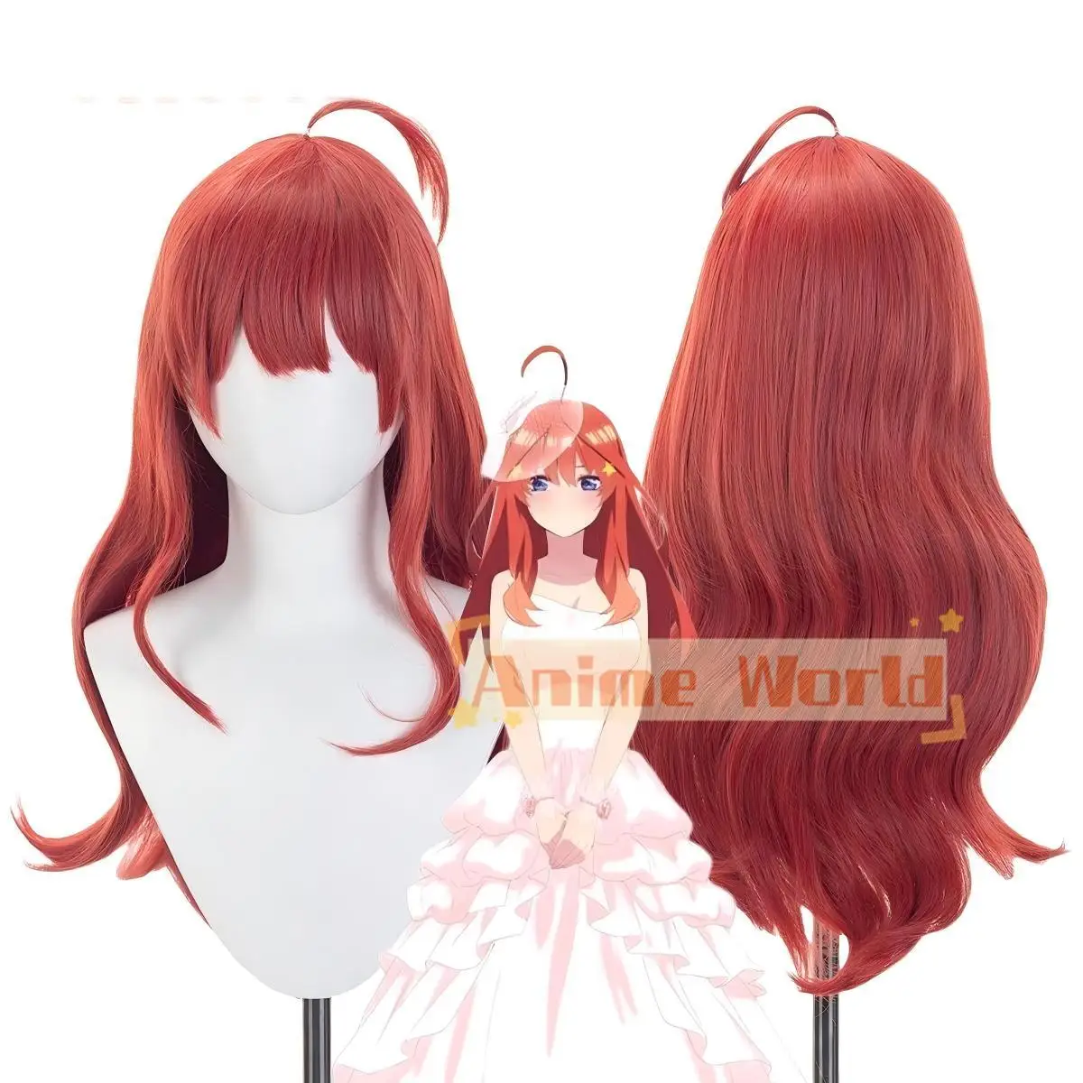

Anime Itsuki Nakano Cos Cosplay Wig Halloween Carnival Party Props Synthetic Hair Heat Resistant Fiber + Wig Cap