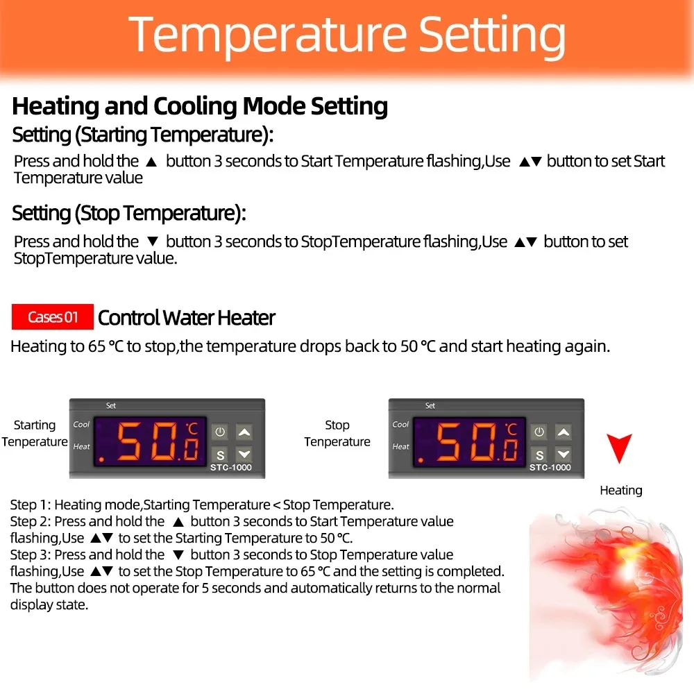 STC-1000 Temperature Controller Thermostat Thermoregulator Incubator Relay Brewing Incubator Heater Cooler 12V 24V 220V