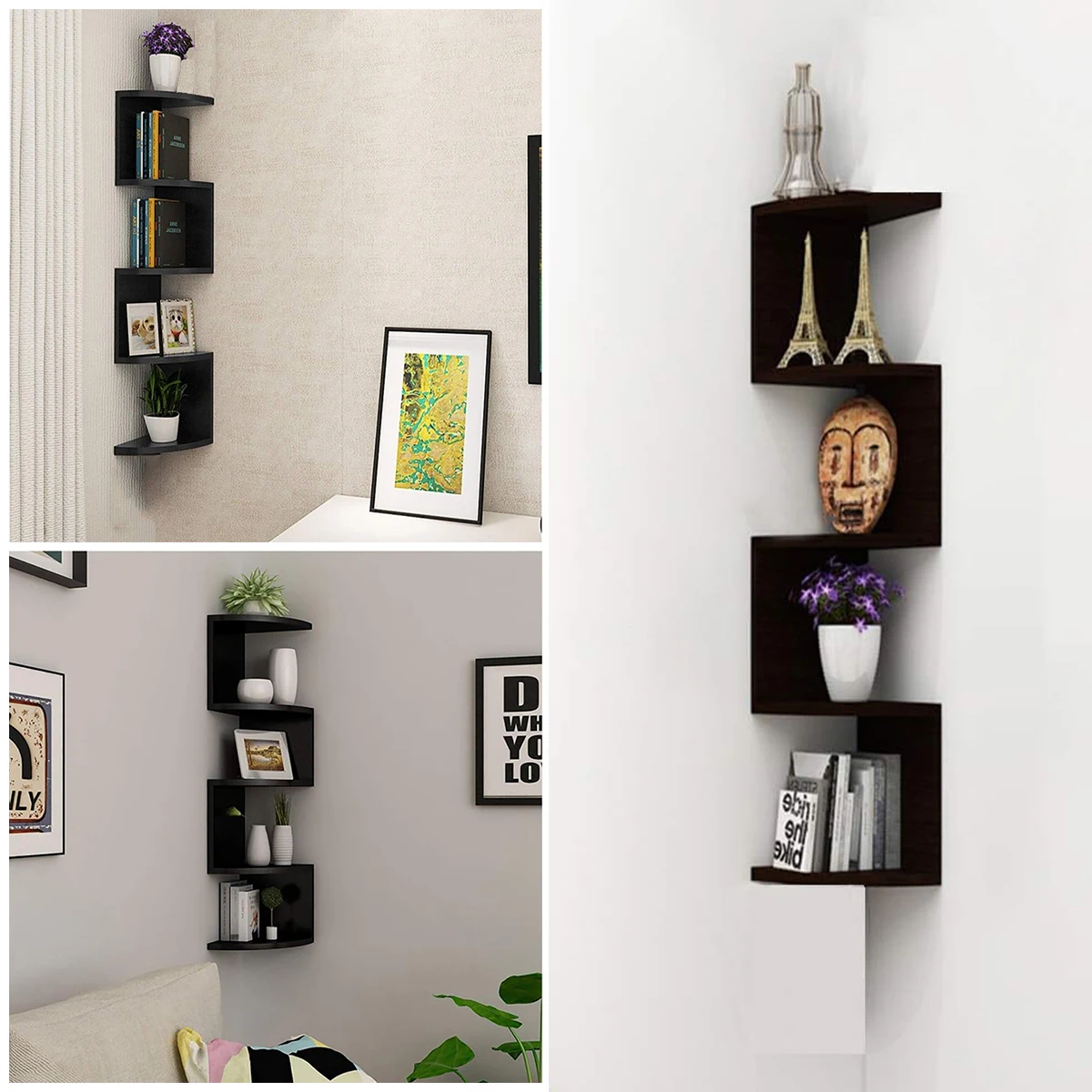 Imagem -03 - Creative Home Wall Corner Triangle Shelf Pendurado na Parede Tier Partição Semi-circular Estante