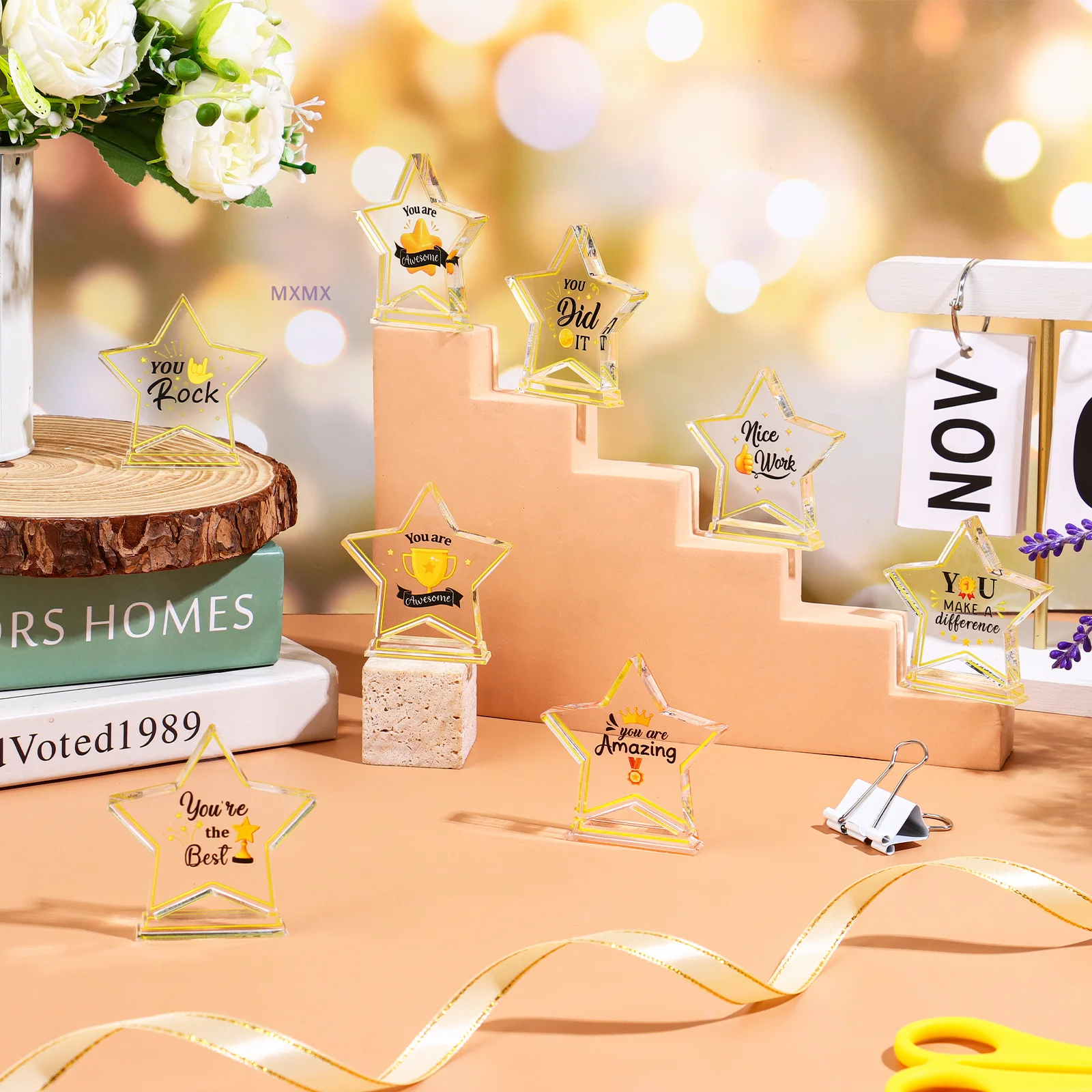 {MX} 8Pcs Employee Appreciation Gifts Awards Nice Work/Well Done Acrylic Motivational Trophy For Coworker Staff Award Gifts
