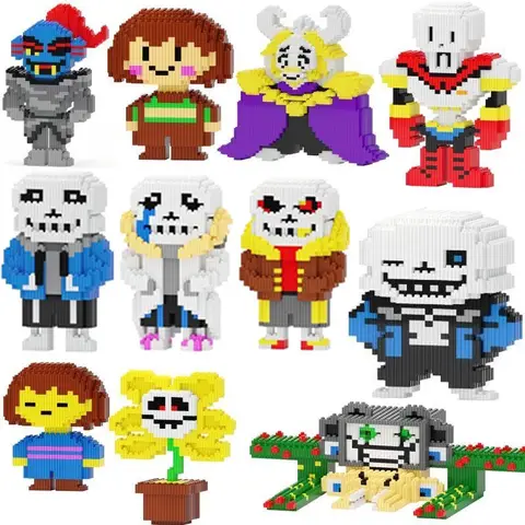 Undertale Sans Building Blocks Cross Nightmare Reaper Ink Dream Skeleton Monster ABS Bricks Doll Magic Blocks Toys Xmas Gift
