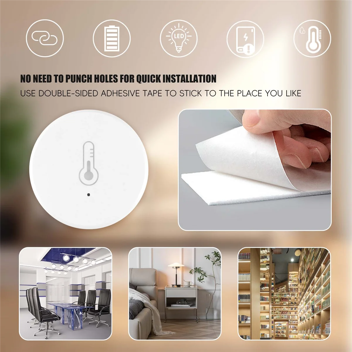 Sensor de temperatura y humedad inteligente Tuya ZigBee 3,0, seguridad alimentada por batería con la aplicación Tuya Smart Life Alexa(B)