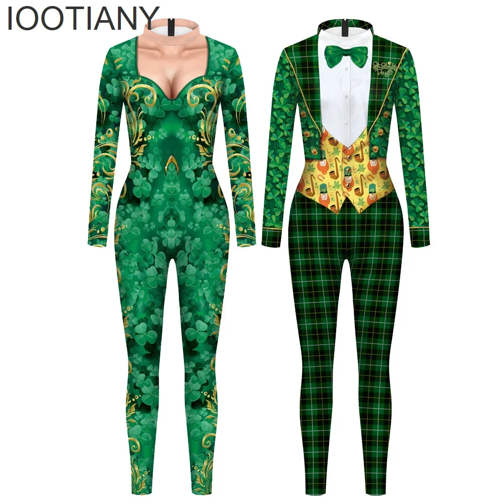 

CosplayAdult Women Men Cosplay Fancy Sexy Jumpsuits Leaf Print Catsuit Carnival Festivals Party Unisex Long Sleeve New Monos Bod