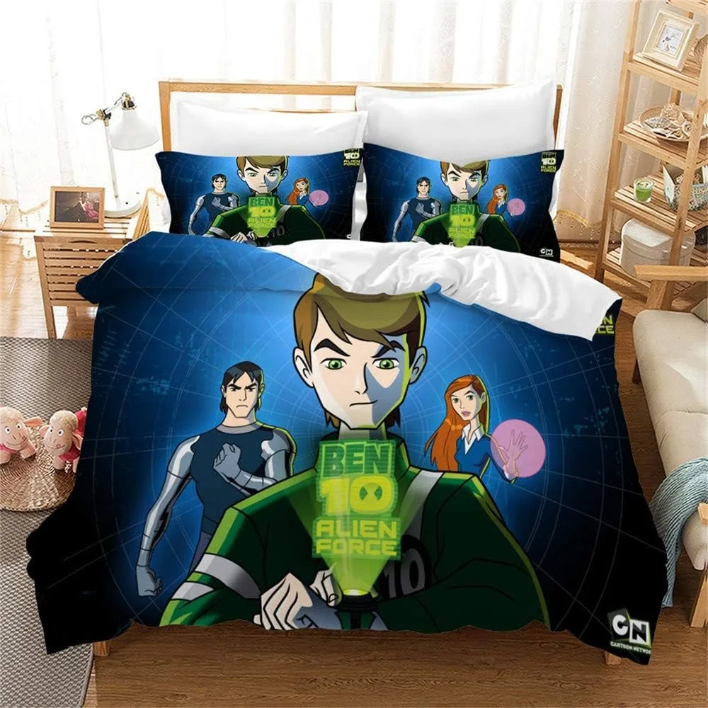 Ben Alien Force 10 Kid Hacker Duvet Cover Pillowcase Bedding Set Adult Boy Bedroom Decoration Children Gift Single Double Size