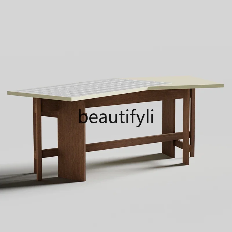 

Solid wood special-shaped desk creative irregular long computer desk