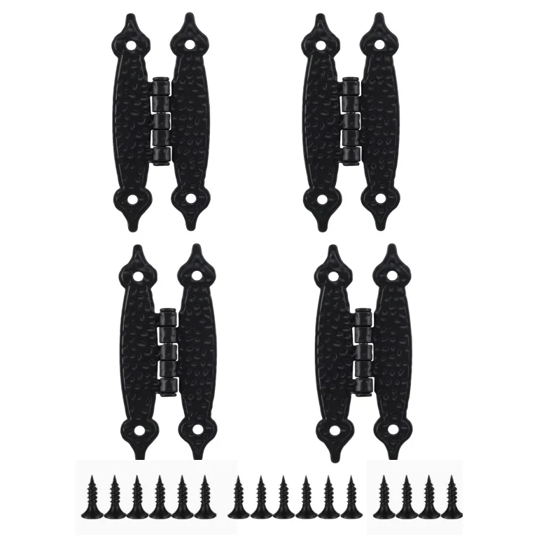 4Pcs Black butterfly concealed cabinet hinges, perfect for small boxes, cases and cabinets/wall chests