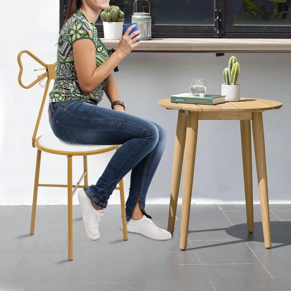 

Modern Vanity Chair Stool, Dressing Table Desk Makeup Girl Chair W/Butterfly Bow Backrest, Side Table Seat For Girl Daug