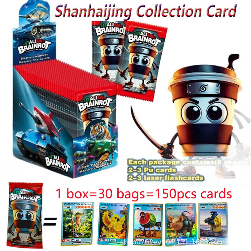 الإيطالية Brainrot أنيمي شخصيات البطاقات التعليمية مجموعة بطاقات Tingtung Sahur Tralalero Tralala جمع بطاقات الأطفال هدية عيد ميلاد