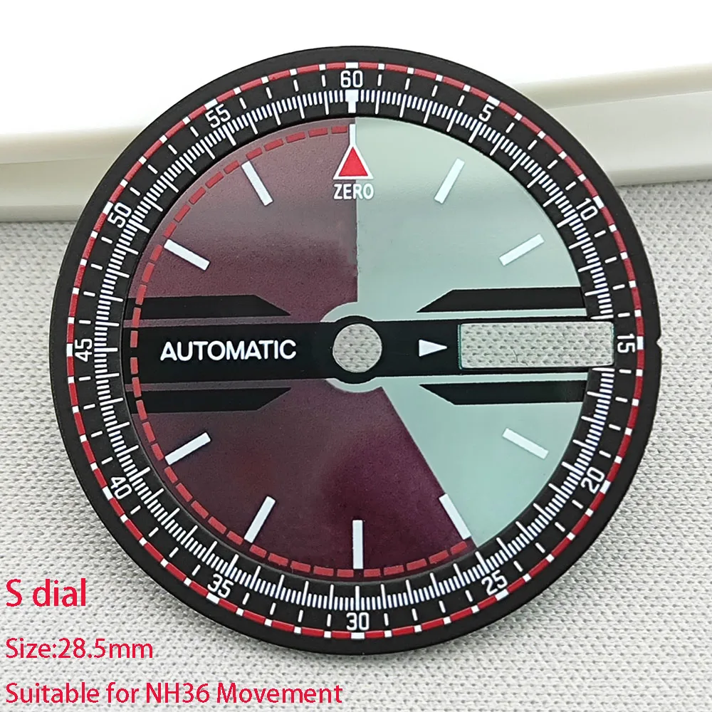 Quadrante S da 28,5 mm Quadranti trasparenti Quadrante NH36 Non quadrante luminoso con doppio calendario Adatto per accessori movimento orologio NH36/4R