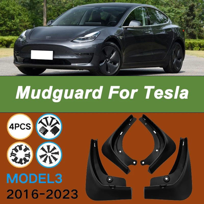 

Для Tesla MODEL3 2016-2023 автомобильные шины, брызговики, водонепроницаемые, предотвращающие брызги, автомобильные брызговики, накладка на крыло, 4 шт., аксессуары