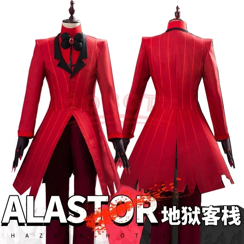 Alastor disfraz de Hazzbin Cos para mujer adulta, traje de fantasía para Hotel, uniforme, chaqueta, pantalones, trajes de fantasía, traje de