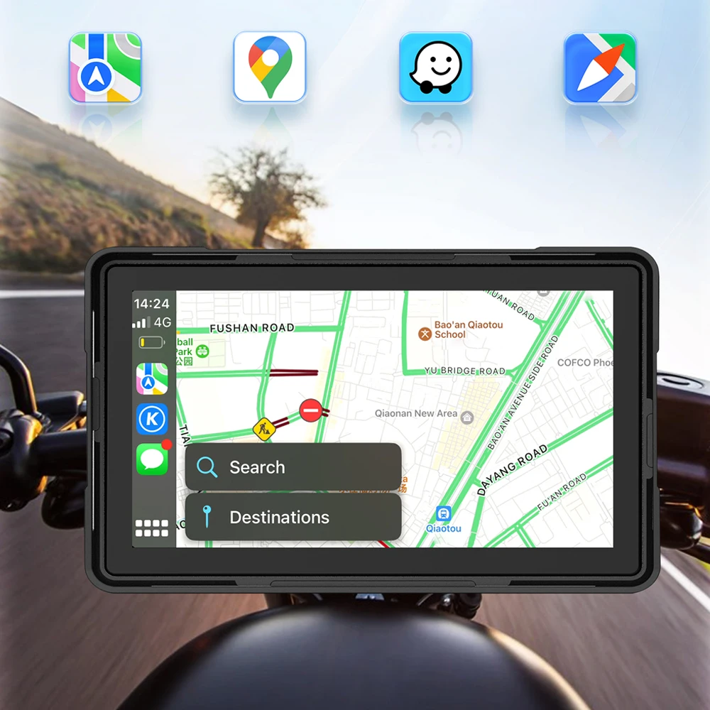 

Портативный IPX8 водонепроницаемый GPS-навигатор для мотоцикла, беспроводной Carplay, Android, Автомобильный видеорегистратор, монитор для мотоцикла, видеоплеер