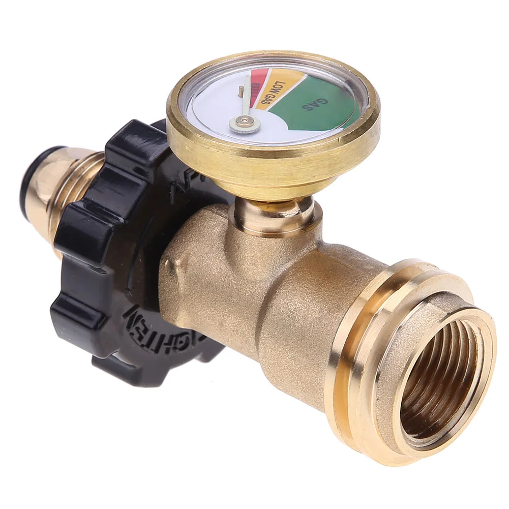 POL Propane Gas Gauge Meter Tank Type1 Propane Tank Adapter Universal Pressure Gauge Connector for QCC1 Built-in Leak Detector