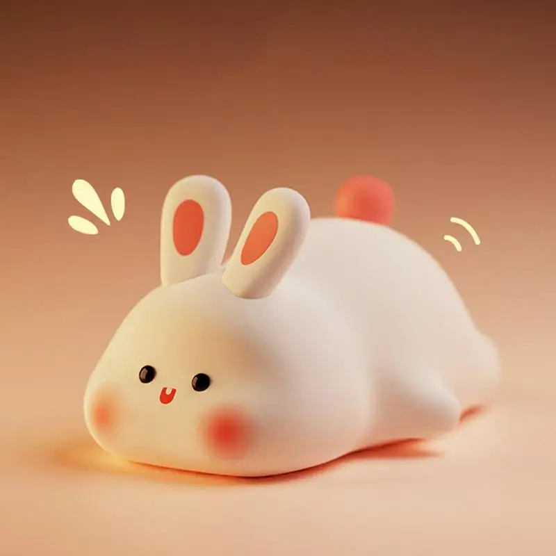 Cute Rabbit Lamp Led Night Light Sensory Bedroom Bedside Light 3 Modes Silicone Rechargeable Rabbit Design For Soothing
