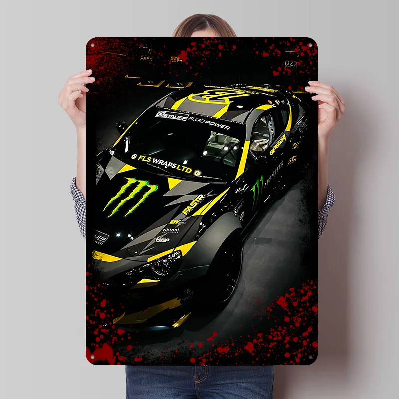 Monster Energy Race Car Tinplate Poster Custom Wall Art Vintage Metal Signs Retro Tin Plaque for Decoration Home Decorations