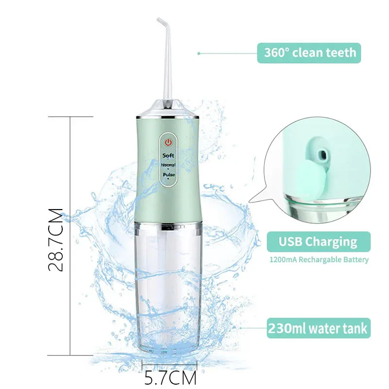 Portable Oral Irrigator USB Fast Rechargeable Mouth Washing Machin For Family Travel 3 Modes 4 Jet Tips Teeth cleaning machine
