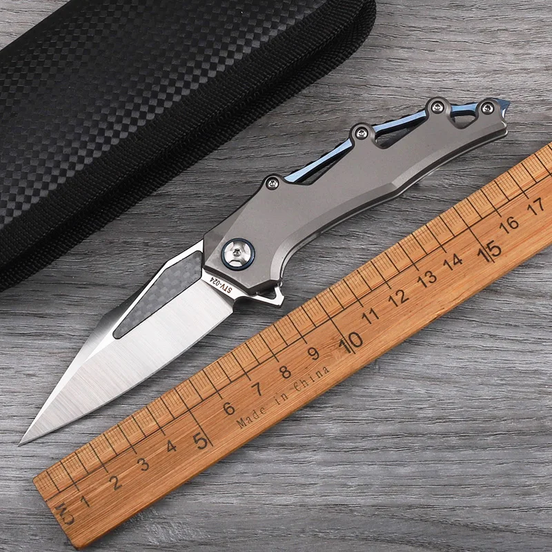 M390 Steel Titanium Alloy Handle Folding Knife Outdoor Camping High Hardness Lightweight Pocket EDC