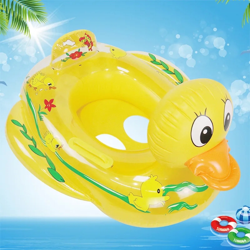 Children's New Summer Swimming Equipment Transparent Duck New Swimming Ring Riding Boat Baby Children's Life Buoy Water Toys