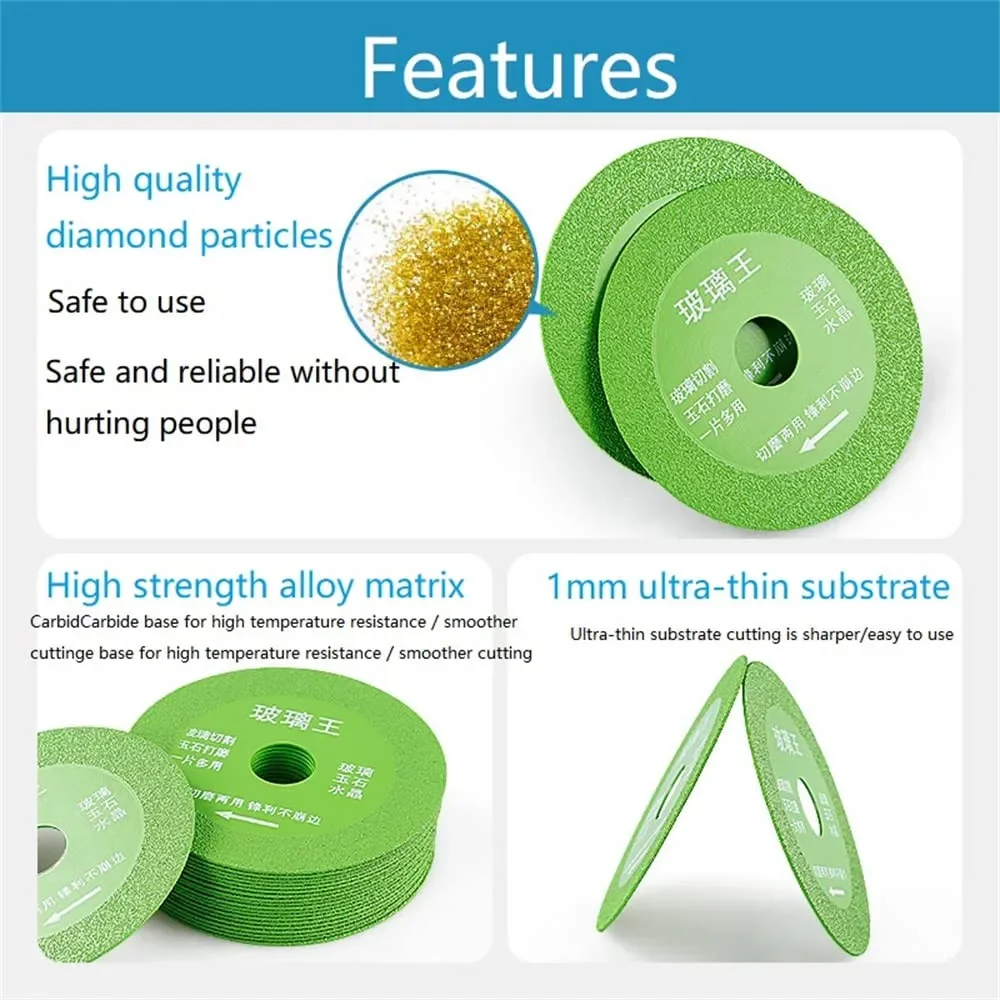 Glass Cutting Disc 100mm Ultra-thin Saw Blade Jade Crystal Wine Bottles Grinding Chamfering Cutting Blade Glass Disk