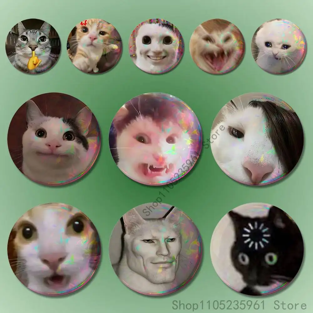 

Lovely Cat Meme Badges 25 32 44 58 75 mm Round Cosplay Pin Fans Collect Friends Gifts Brooch Souvenir Custom