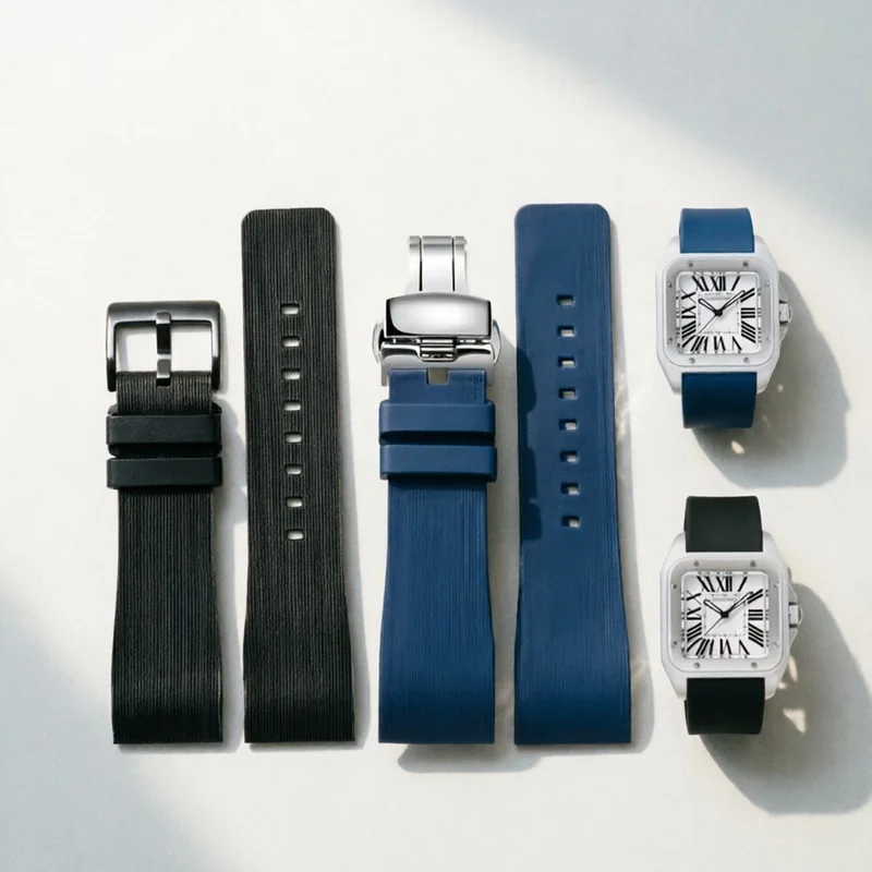 Soft Silicone Replacement Watch Band for Santos Series Sport Watch Strap Accessories 20mm 23mm