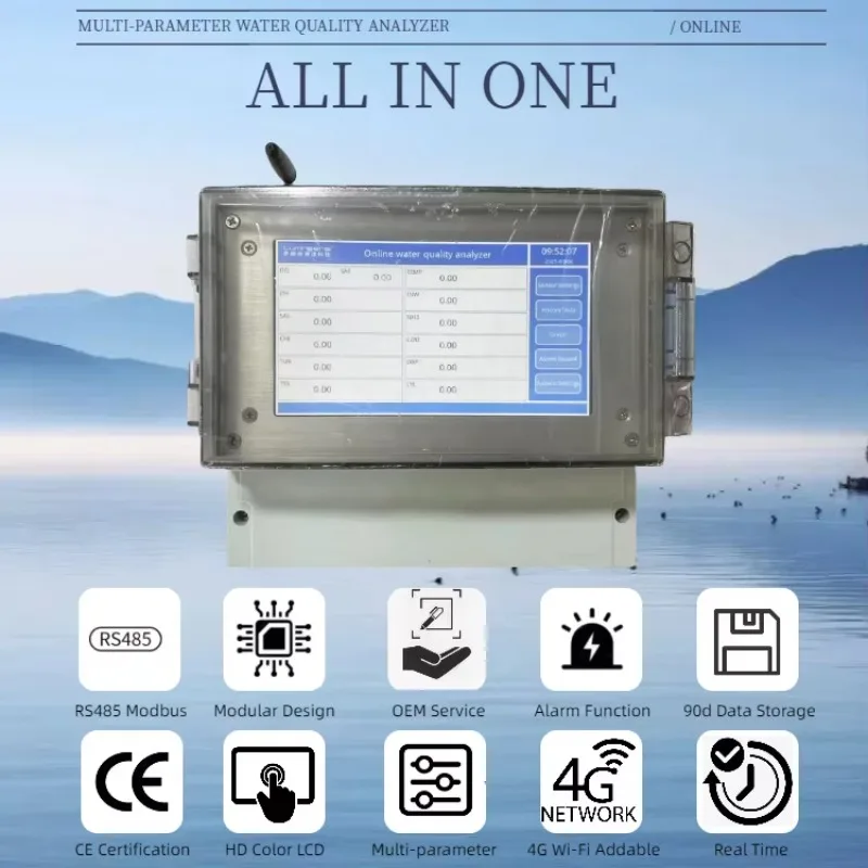 RS485 Online IP67 PH / TDS / DO / TSS / COD / OIW / BAG / Chlorine / Turbidity / SALT Multi-Parameter Water