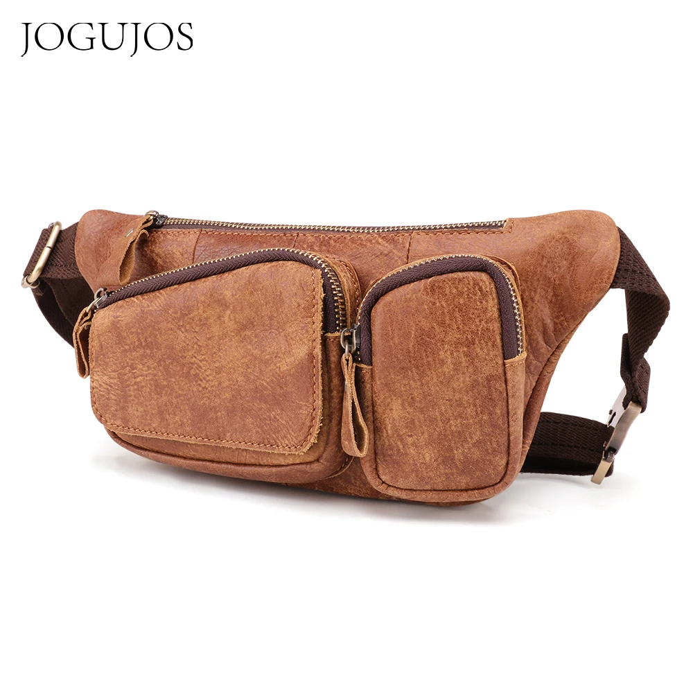 Jogujos Herren Taillen packungen Echt leder Gürtel Brusttaschen Mode Schulter taschen Schulter Umhängetasche für männliche tägliche Tasche