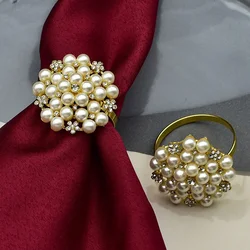 4pcs Western Restaurant Hotel Tableware Silver Plated With Diamond Pearl Napkin Buckle Napkin Ring Napkin Ring