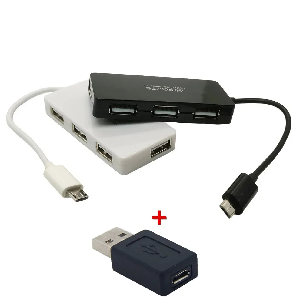 4 in 1 Ports Micro USB HUB Adaptor with Power Charging OTG Hub Host Cable Cord Adapter for Android SmartPhones Tablets