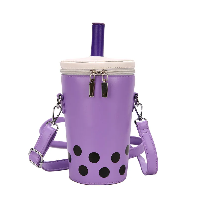 

Brand Cute Cartoon Milk Tea Women Crossbody Bags High Quality Pu Bucket Female Shoulder Bag Luxury Designer Mobile Phone Bag