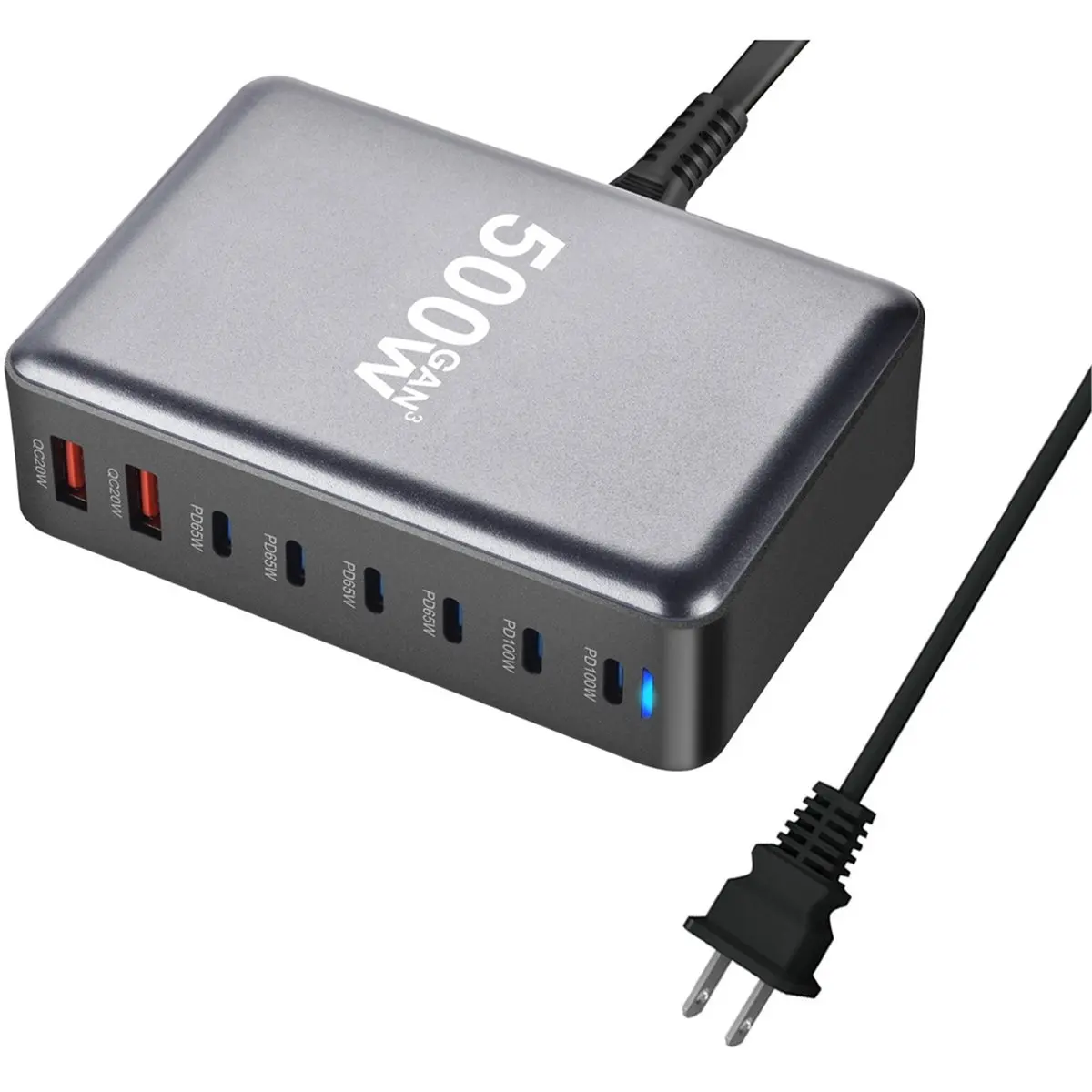 ★♠♥Y1508A Hot Sale-500W GaN USB Fast Charger Multi-Ports Desktop Charging Station for PD Type C Fast Charge US Plug
