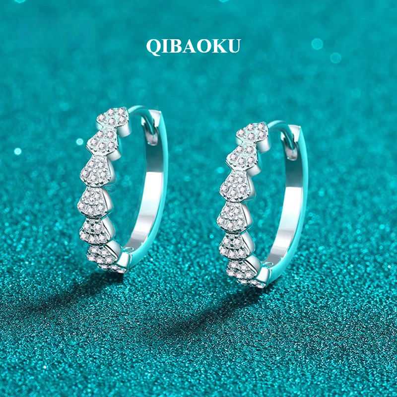 QIBAOKU Moissanite Earrings for Women Brilliant cut Bride Wedding Jewelry 100% GRA S925 Sterling Silver Plated 18k Earring 2026