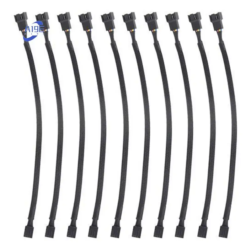 

A19E-40PCS 4 Pin PWM Fan Extension Power Cable Connector Case Male To Female Extending Cables Compatible With 4 Pin/3 Pin Fan