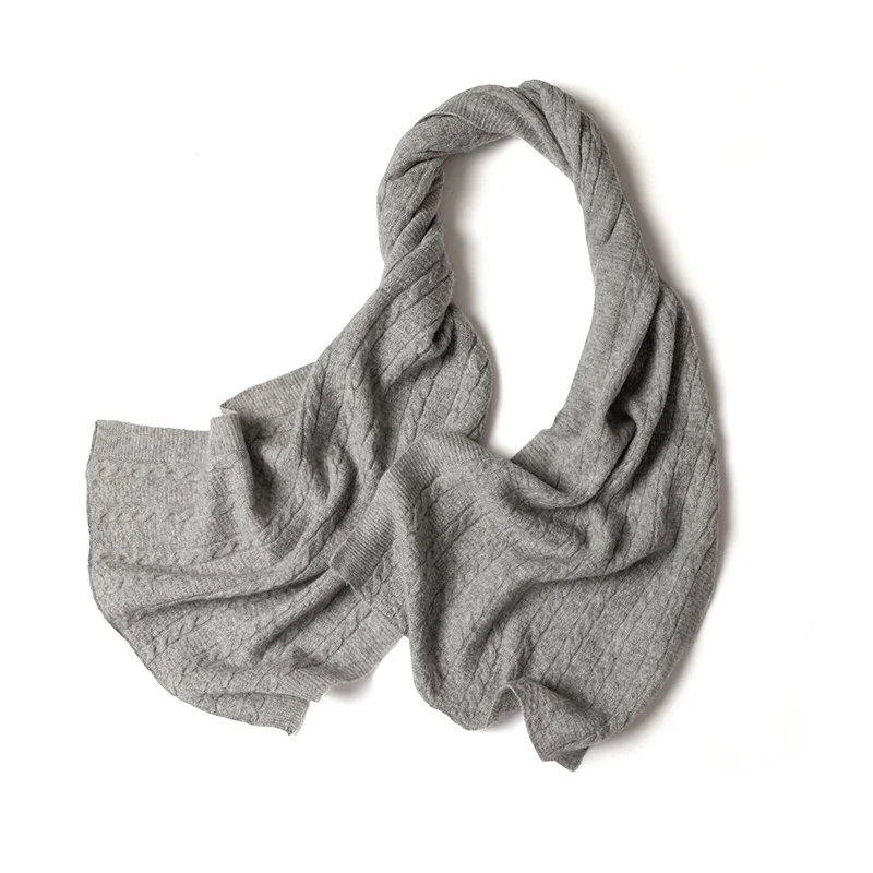 100% Australian pure cashmere women's scarf, warm, knitted, versatile, patterned, soft, 2024 autumn and winter new style