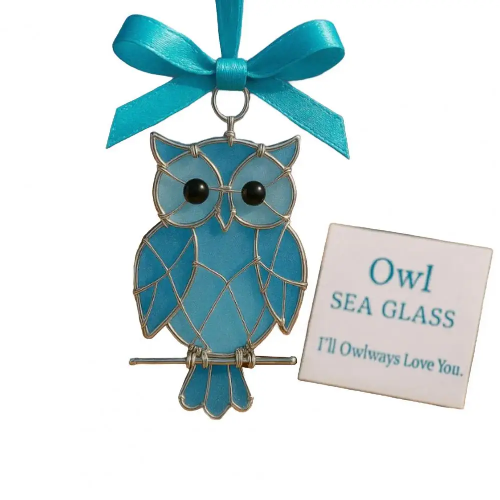 Rustic Bird Home Decor Handcrafted Coastal Bird Ornament with Blessing Card Artistic Sea Glass Bird Decoration Unique Christmas