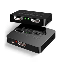 4K HDMI Splitter 1x2 Signal Amplifier HDMI Switch Splitter 1 in 2 out Box Video Distribut for Dual Monitors HDTV DVD PC PS3 Xbox