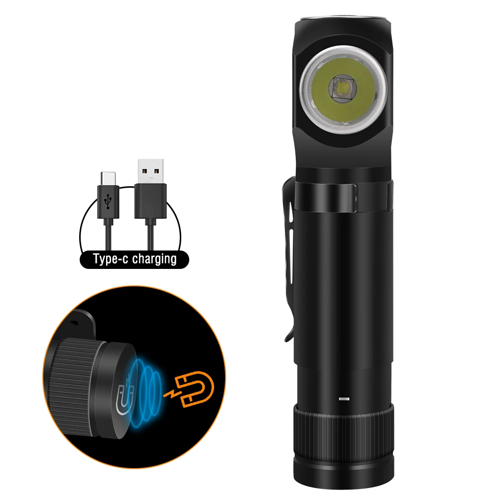Boruit ไฟหน้า LED แบบชาร์จไฟได้18650 Type-C, ไฟฉายทำงานกันน้ำพร้อมแม่เหล็กกลางแจ้งตกปลาตั้งแคมป์