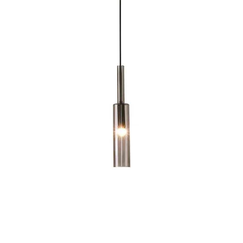 Lustre LED suspendu en verre gris fumé de luxe, lustre en cristal pour chambre à coucher, salle à manger, cuisine, luminaire de chevet