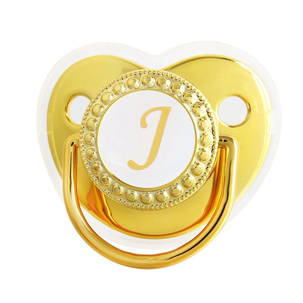 Golden Baby Pacifier Without Rhinestones BPA Free 0-18 Months 26 Letters Orthodontic Nipple