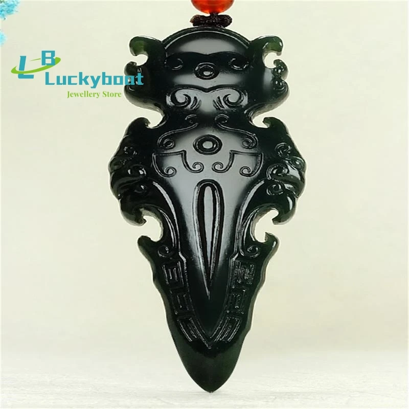 Genuine Hetian Jade Pagoda Green  Boutique Hand Carved Pestle for Subduing Demons Pendant Silk Bead Necklace