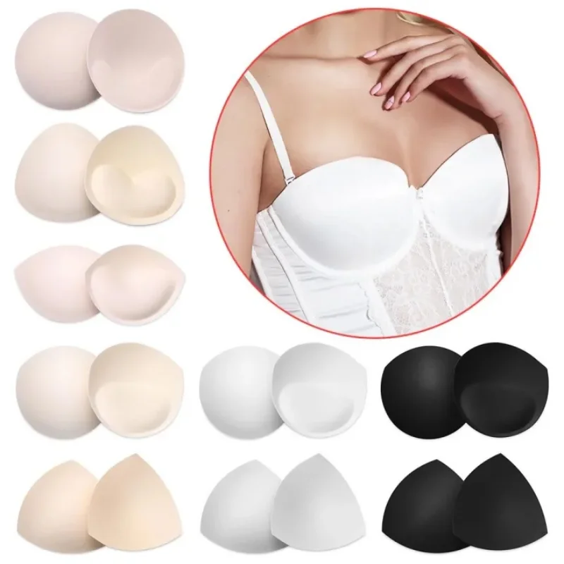 

2pcs Bra Pads Soft Sponge Women's Round Triangle Bra Pad Sports Bra Bikini Pads Yoga Bra Swimsuit Bralettes Nursing Bra Inserts