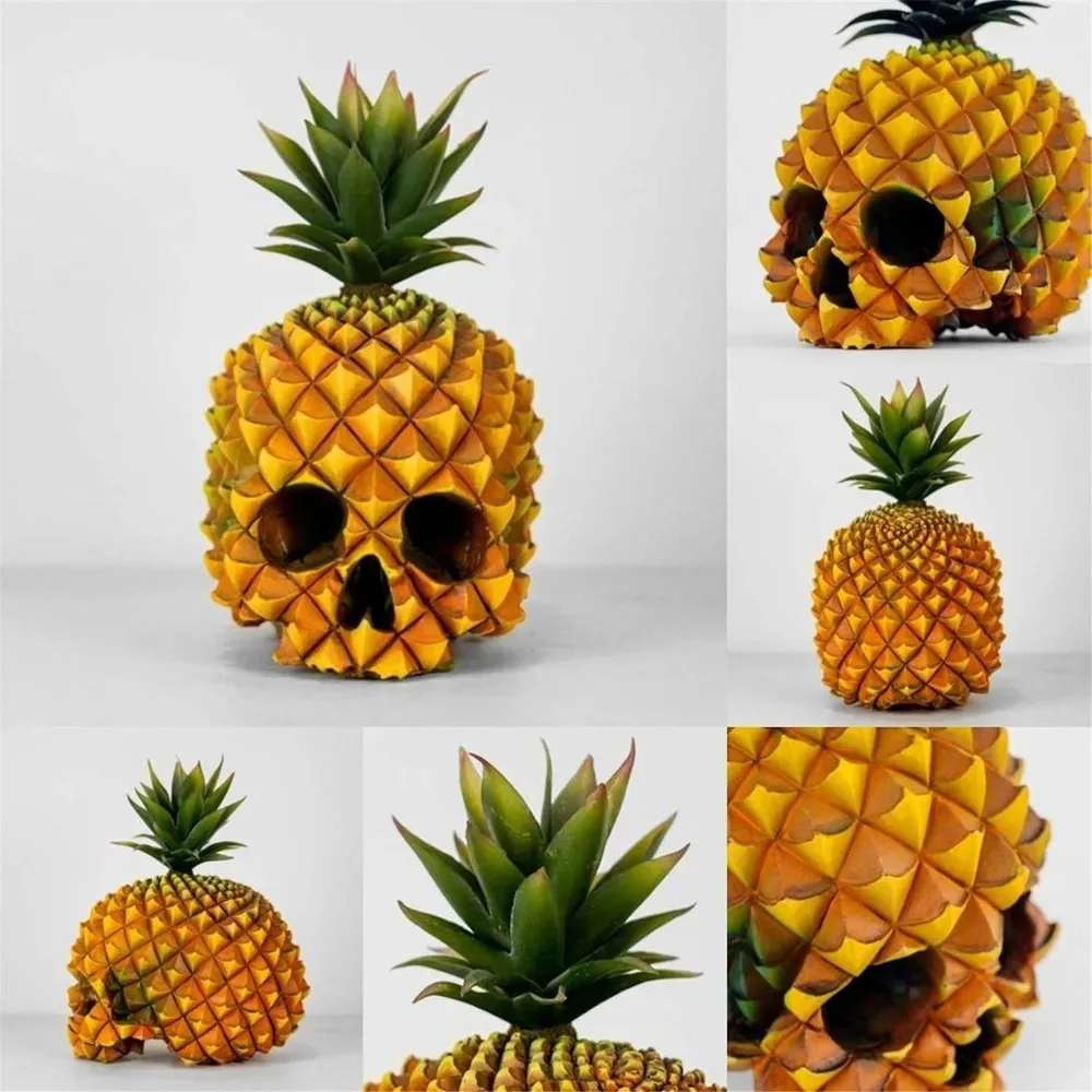 

Creative Halloween Pineapple Skull Statue Handicrafts Resin Skull Head Design Figurine Home Decor Part Halloween Ornaments