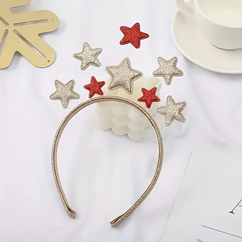 1 Stück niedliches sternförmiges Stirnband mit goldenem Glitzer-Finish – perfekt für Geburtstagsfeiern und Neujahrsdekorationen, festliches Accessoire – Detail 1