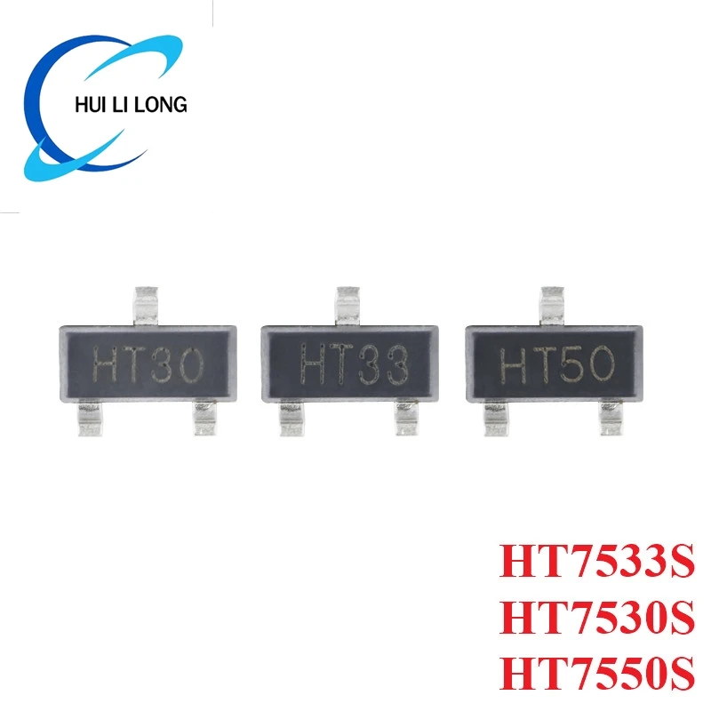 10 pièces/lot HT7533S HT7530S HT7550S SOT-23 HT7533-S HT7530-S HT7550-S SOT23 3V/3.3V/5V 100mA LDO puce IC contrôleur nouveau Original