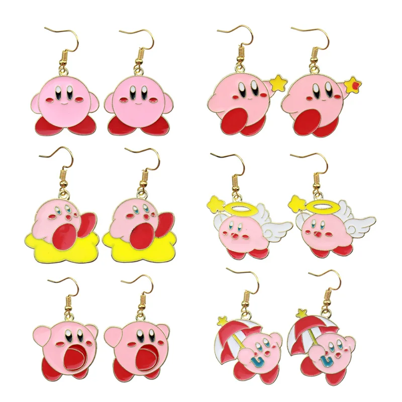 Kirby Cute Anime Earring Women Fashion Alloy Earrings Cartoon Creativity Jewelry Pendant Girl Simpl Hip Hop Ear Hook Accessories