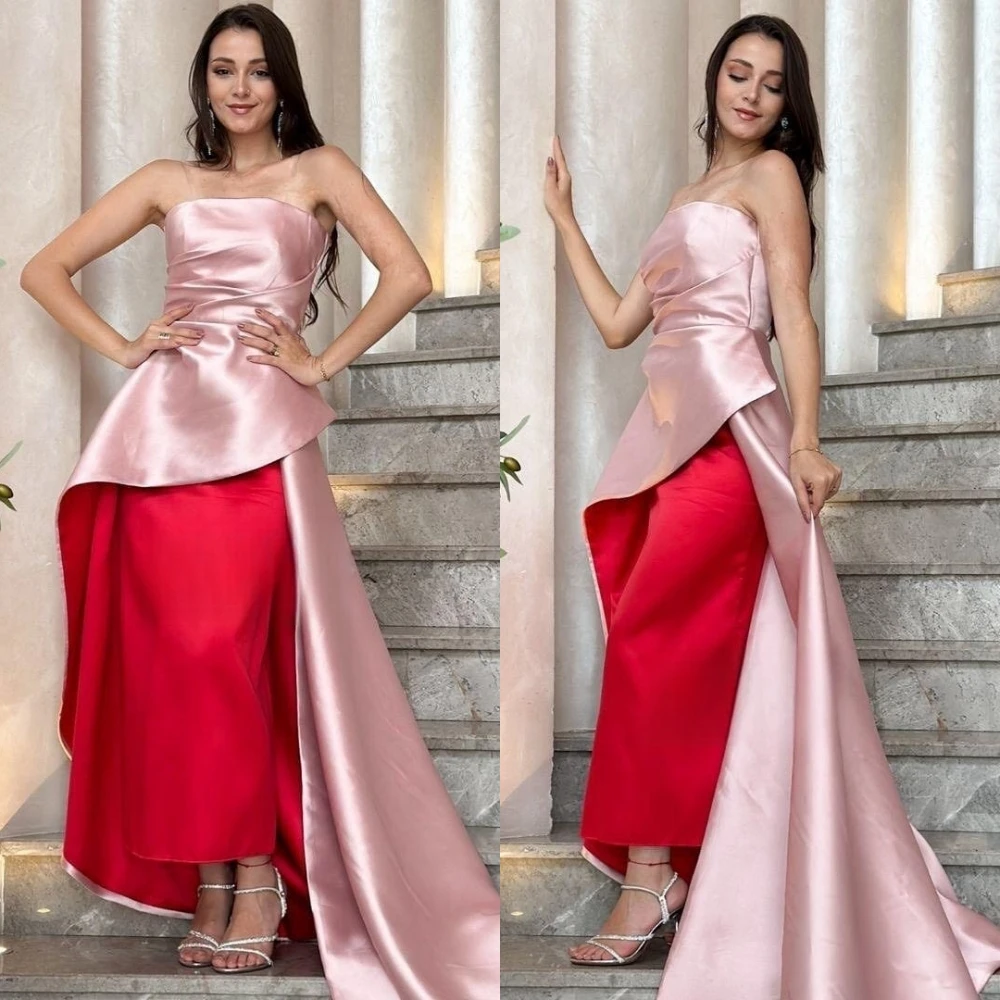 

Jiayigong Retro Elegant Strapless A-line Layered Satin Formal Occasion Gown vestido baile de formatura 2023 3d flower dress