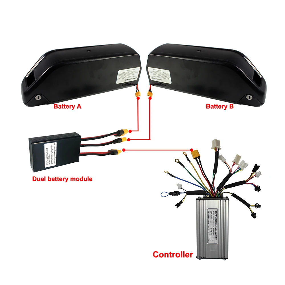 EBKE 36V 48V 52V 60V 20A 30A 40A Dual Battery Management Module convert Adapter Includes 5A Charging Plug