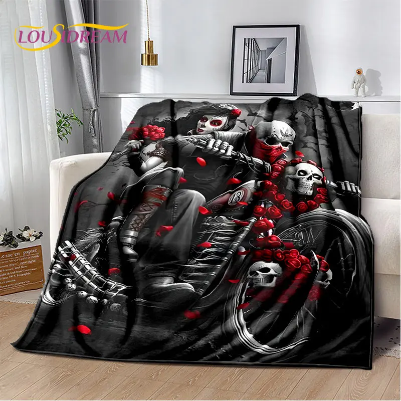 3D Gothic Horror Female Skull Dead Girl Soft Plush Blanket,Flannel Blanket Throw Blanket for Living Room Bedroom Bed Sofa Picnic