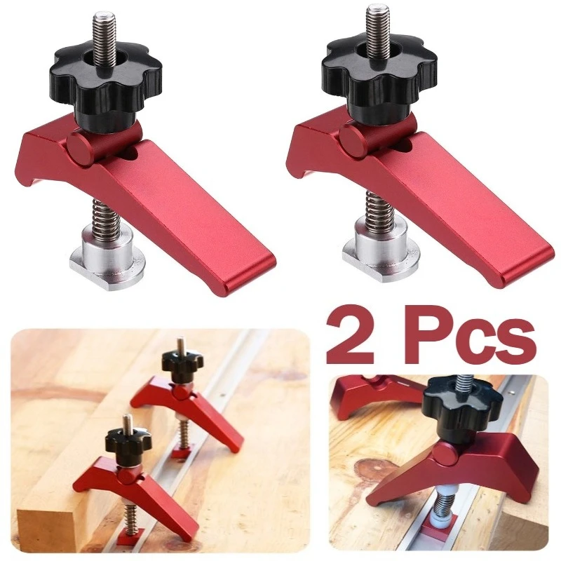 

2 шт., быстродействующий зажим, алюминиевый сплав, Т-образный паз, Т-образный зажим, деревообрабатывающий инструмент для деревообрабатывающего стола