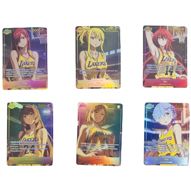 

9Pcs/Set ACG Girl Cards Cos Ezra Lucy Rias Rem Saber Yor Anime Game Characters Collection Color Flash Self Made Cards Toy Part2